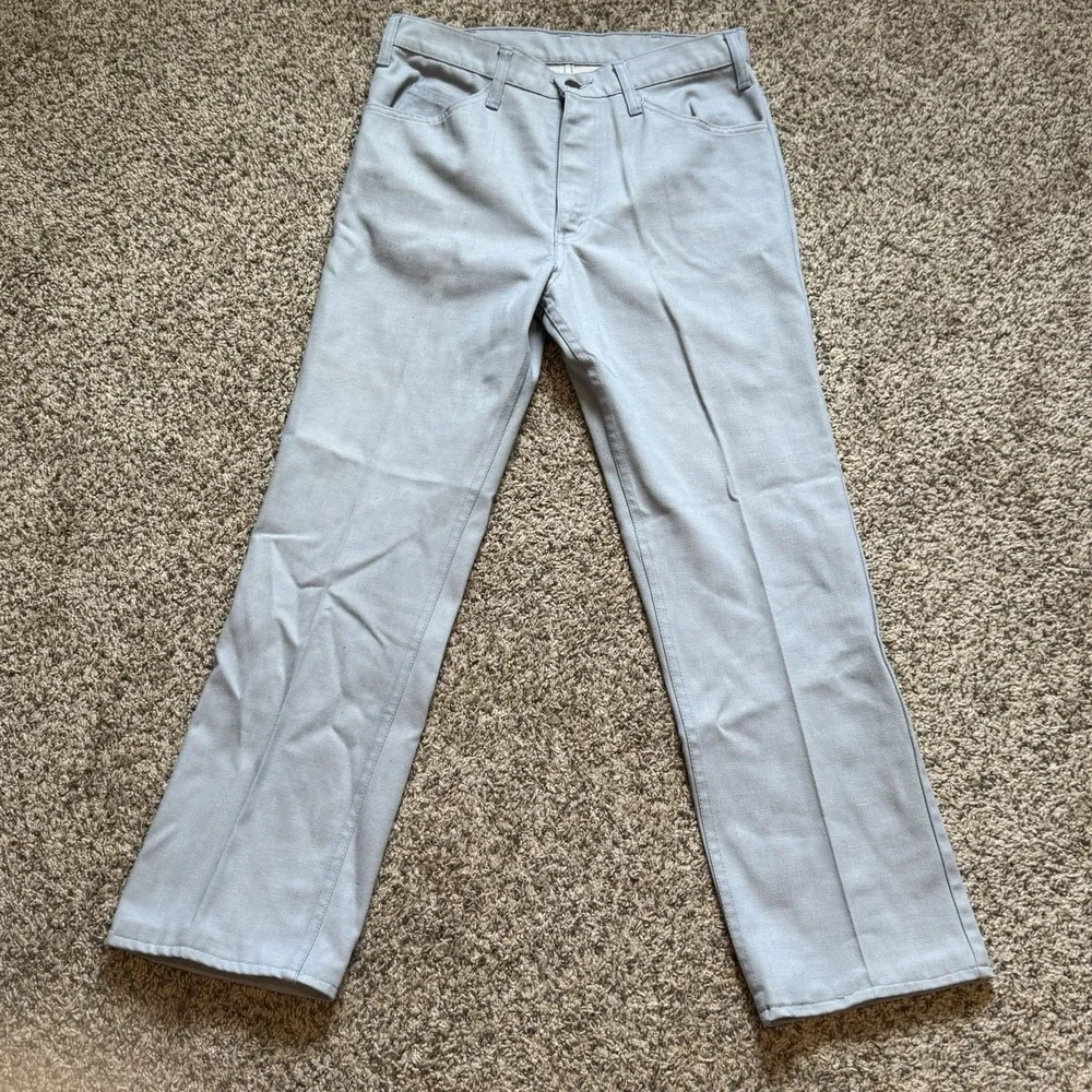 Vintage 70s Levis Sta-Prest 520 Pants 30x28 Slate Blue Black Tab Talon Zip Big E